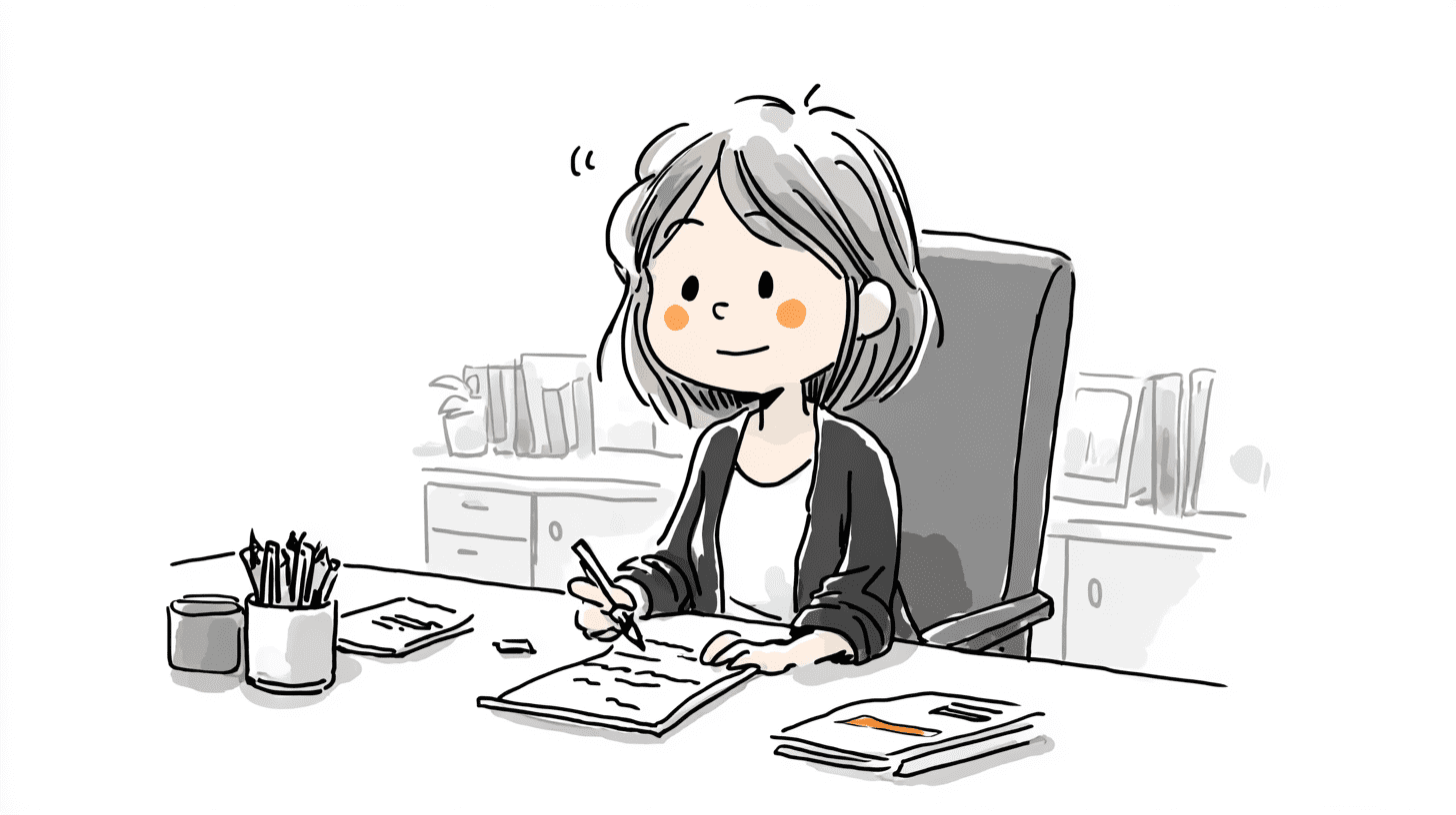 案内文を書いている女性