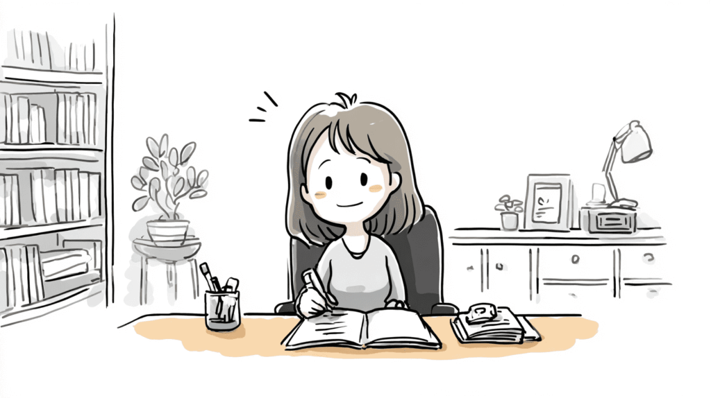 案内文を書いている女性2